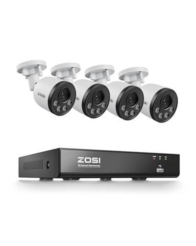 ZOSI 4K 8CH Kit Vidéo Surveillance PoE pour Extérieure, Caméra IP PoE 8MP avec 8CH 8MP NVR, Détection de Personne, et Alerte Instantanée, Accès à...
