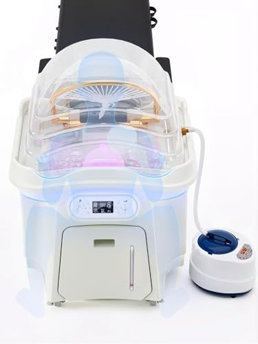 paxilnie Japanese Head Spa Equipment Portable Shampoo Basin with 60L Large Water Tank Thermostatic Water Circulation Light Therapy for Salon Spa Massage Head Care (White)