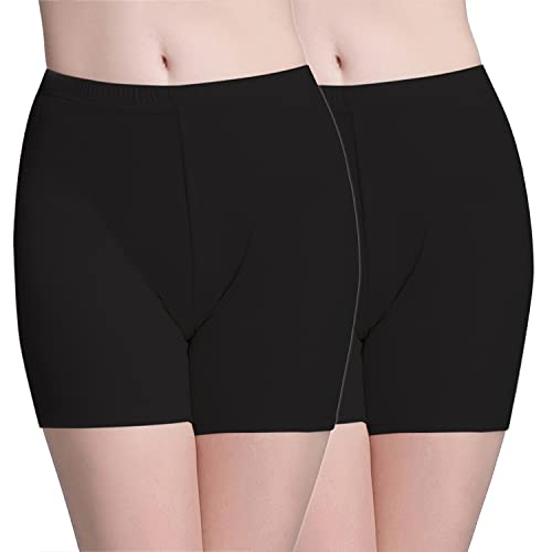 Vinconie Under Dresses Short Leggings Womens Spandex Shorts Under Skirt Shorts, 2 Pack Black and Black, Small (10 12)