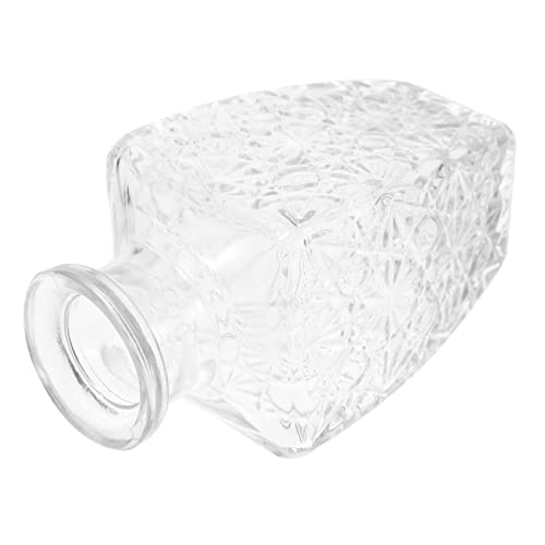 SOLUSTRE Glass Wine Bottle with Embossed Design Kettle for Home Bar Elegant Portable Decanter for Whiskey Vodka for Entertaining Guests