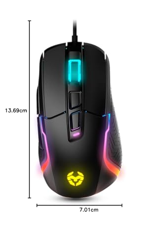KICK -NXKICK- Mouse da gioco RGB Rainbow, sensore ottico PixArt 3327 fino a 12000 DPI, 6 livelli DPI (800-6200), software avanzato, nero - Mouse gaming - Immagine 6