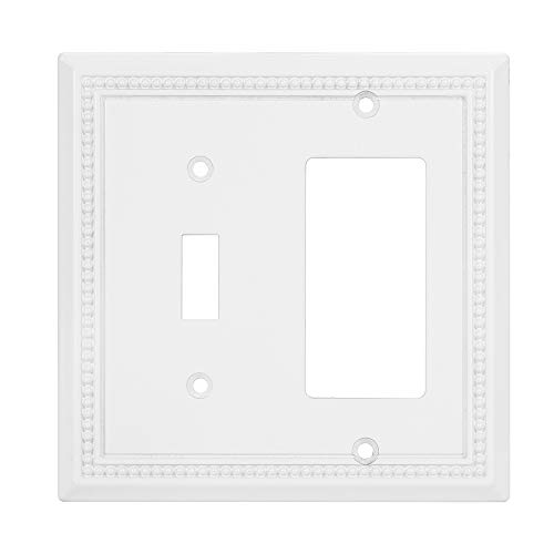 Image of Henne Bery Sunken Pearls Heavy Duty Decorative Wall Plate Switch Plate Outlet Cover (Toggle /Decorator, White)