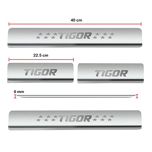 Image of AC Door Sill /Foot Step Stainless Steel Scuff Plate Plates Compatible with Tata Tigor (Set of 4 Pcs)