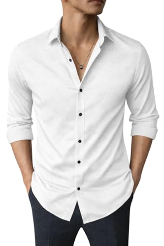 Image of Men's Casual Button Down Shirts Long Sleeve Linen Shirt Fashion Textured Beach Summer Shirts| Men Stylish Shirt | Men Fancy