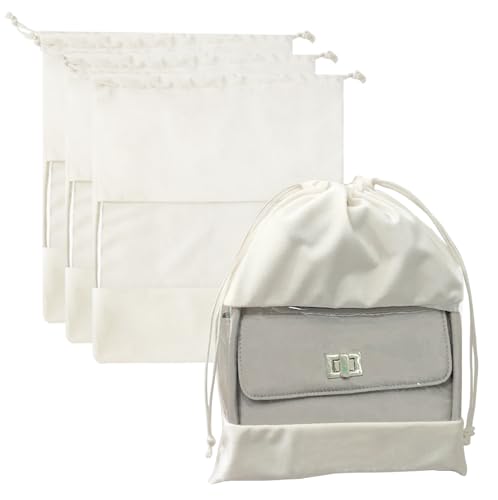 Lckaey handbags Dust Bags for Purse and shoes-grade suede velvet Clear tote bag dust Storage Bags 3 Pack Y100beige-L