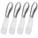 UTMACH 4 Stück Edelstahl Buttermesser Klein Silber,Marmelade Messer,Butter-Käse-Spatel für Marmelade Butter Sahne Käse