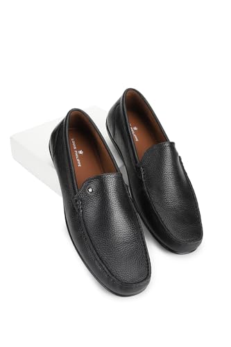 Image of Louis Philippe Men Premium Leather Breathable Lining Material Anti Slip Flat Heel TPR Sole Formal Loafers