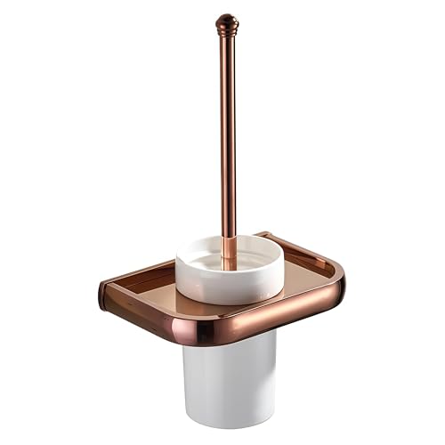 Cepillo Inodoro Escobillas de Inodoro Escobillero WC Latón Cobre Antiguo/Cepillo/Blanco/Negro Accesorios de baño Montado en la Pared-Rosa de Oro