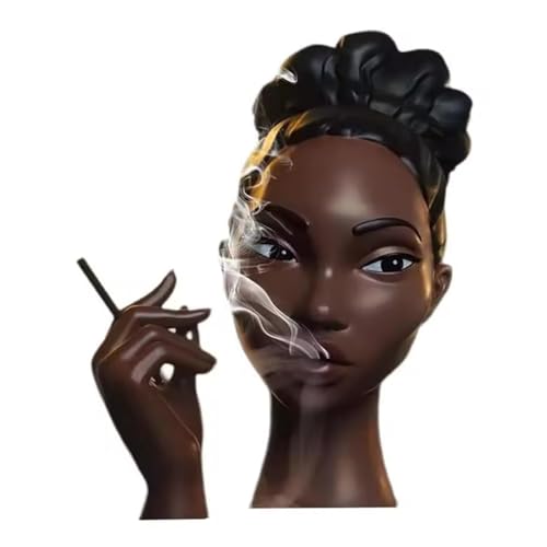 Porta Incienso Resina Quemador Incienso Cabeza de Mujer Negra,