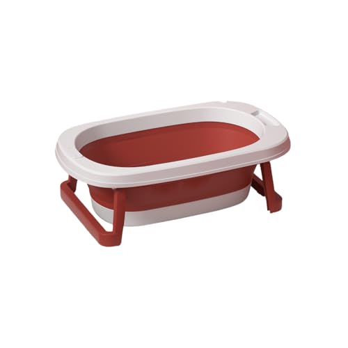 Nihig ベビーバス 折り畳み お風呂 赤ちゃん 沐浴 折りたたみ シンク 大きめ 新生児 子供用 風呂 浴室内 柔らかい (レッド,バスタブ)