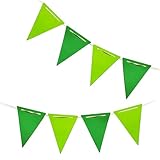 Dark Green and Light Green Pennant Banner,Green Vintage Double Sided Triangle Flag,for Forest Party Decoration,Pack of 30pcs Triangle Flag