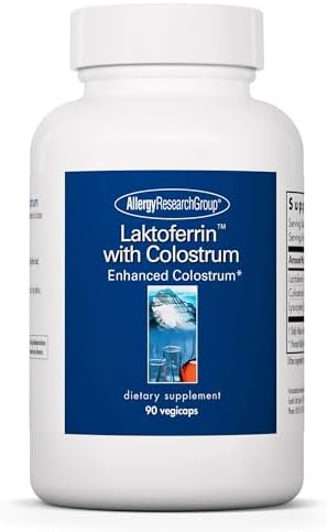 Allergy Research Group Laktoferrin with Colostrum Supplement - Lactoferrin, Bovine Colostrum, Immunoglobulin, Lysozyme, IgG, IGA, IgM, Vegetable Capsules - 90 Count