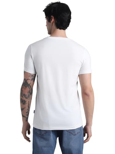 Image of Jack & Jones Men Pure Cotton Graphic Printed Slim Fit T-Shirt