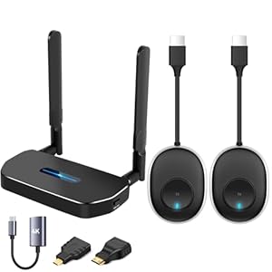 Wireless Hdmi Transmitter and Receiver 4k Kit.One Receiver and Two Transmitter Packages,Switch at Will,Matching Distance 50M VGA Dual Screen Casting Video Audio from PC/Laptop/TikTok to Monitor