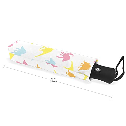 Jhkku Dinosaurs Cartoon Umbrella Portable Automatic Folding Umbrellas Compact Windproof Waterproof For Women Men Travel Daily Umbrella #TOP6