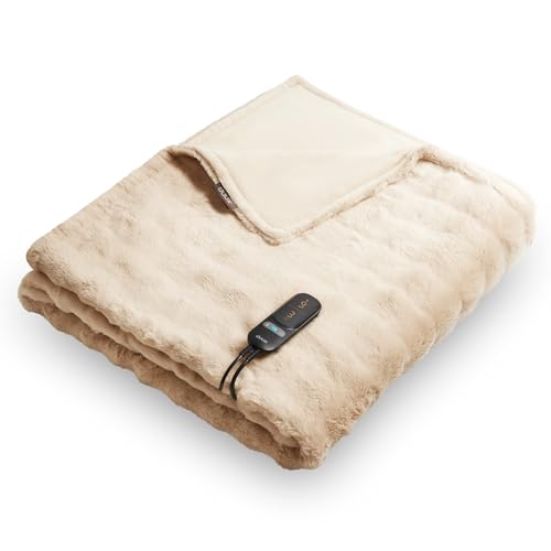 Duux Yentl Bubble Couverture chauffante électrique - 200 x 200 cm - Extra douce - 9 niveaux de chaleur et minuterie - Lavable - Protection contre la surchauffe - Économie d'énergie - Beige