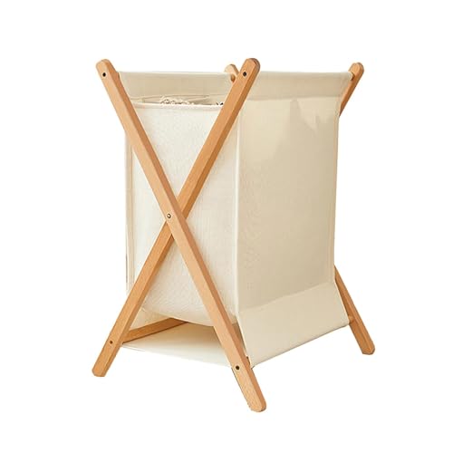 Panier à linge pliable en hêtre : le trieur de vêtements pour salle de bain
