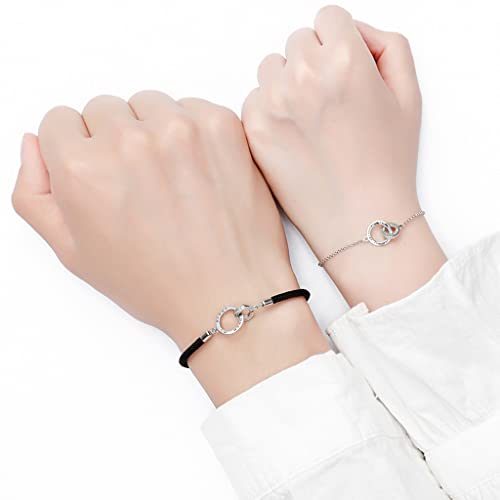 Bracelets de couple en argent sterling au design minimaliste chic - 5