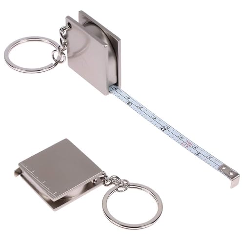 Image of Stainless Steel Measurement Tape Keychain - 33 Inches / 85 cm Mini Retractable Pocket Tape for Sewing, Tailoring, DIY & Travel Carrying Around Easily Tape