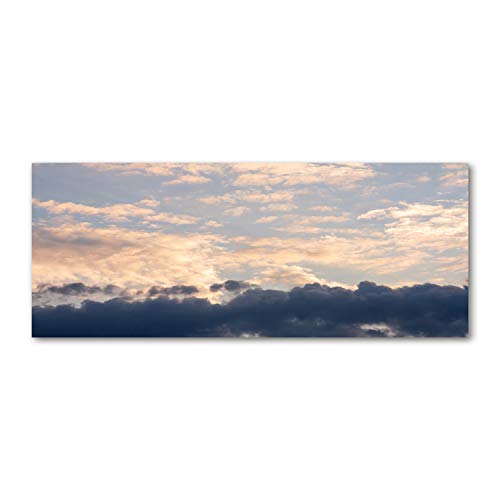Verre de sécurité trempé pour fond de hotte 125x50cm motif nuages azur