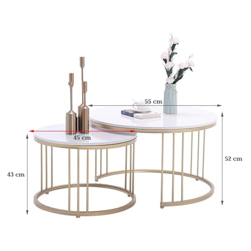 Image of Elegance Iron & Wooden Round Retro Golden Bedside Table |Night Stand| Side Table | Sofa Side Table |Coffee Table |Centre Table| Bar Cocktail Table Set of 2 Table- Gold & Black