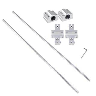 SBRRAIL Linear Rail 2PCS 300mm 8mm Dia Linear Motion Ball Bearing with 2PCS SCS8UU 4PCS Support Base Slide Bushing 300mm Linear Shaft Optical Axis with Rod Rail Support Set