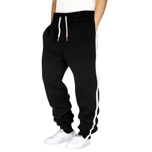 Winter Joggers for Mens Active Athletic Workout Fleece Sweatpants Drawstring Fashion Straight Outdoor Sports Trousers