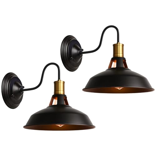 iDEGU - Lote de 2 apliques de pared interiores (27 cm, lámpara de pared, estilo vintage, diseño Edison, lámpara de metal, E27, aplique industrial para cocina, comedor, restaurante, café, salón, color