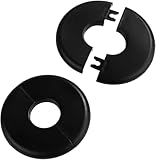 2PCS Wall Split Flange ABS Plumbing Cover Plates - Self-Adhesive Escutcheon for 17mm Water Pipes, Round Hole Floor or Ceiling Decorative Plate, Faucet Kitchen Toilet Pipe Concealment(Black)