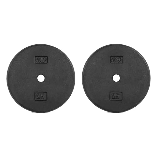 Image of CAP Barbell Standard 1-Inch Cast Iron Weight Plates - Singles & Sets | 1.25-50 lbs | Multiple Options