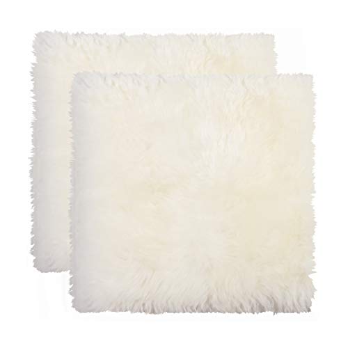 Set Of 2, Natural Sheepskin Chairpad With Non-Slip Backing | 100% Real New Zealand Wool Sheepskin For Car Seat, Accent Chair, Or Vanity Chair, Natural #TOP7