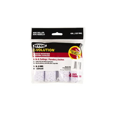 Hyde 47315 4" E-Volution Mini Roller Cover 1/4" Nap (4-Pack)