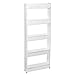 SPRINGOS, scaffale mobile a 5 ripiani, per stanza da bagno, WC, multiuso, colore bianco, dimensioni 131,5 x 54 x 12,5 cm