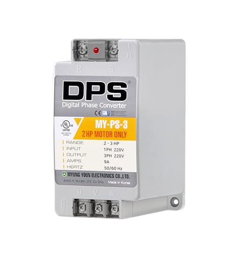 DPS Sinlge Phase to 3 Phase Converter, 3HP, 9A, Input/Output 200V - 240V My-PS-3 Model Must Be Used for 2HP(1.5kW) 6A Motor, DPS Must Be Used for 1 Motor Only, UL-Listed