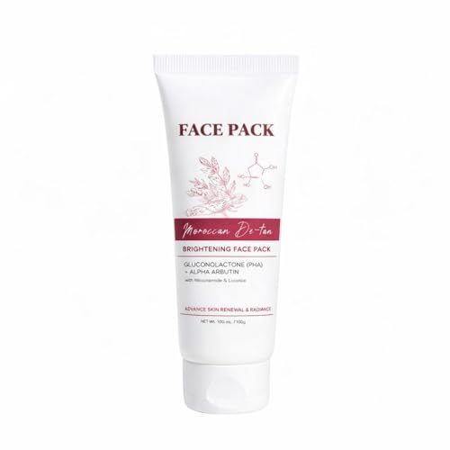 Image of NEW Moroccne DeTan Brightening Face Pack for Advance Skin Renewal Radiance 100gm Clay Mask
