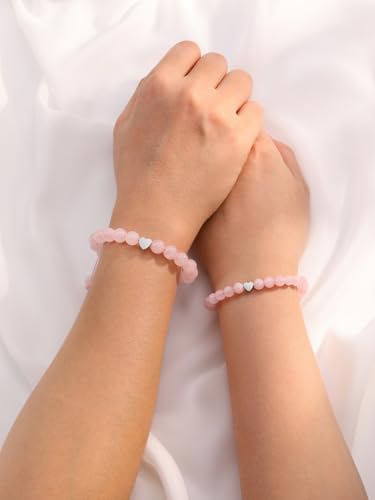 Pulseras para madre de hija con dijes de corazones y cristales finos 4
