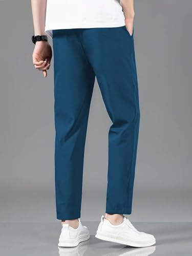 Image of TAGDO Men's Loose Fit Solid Color Polyester Drawstring Sports Pants - Casual, and Comfortable for Outdoor Activities (5186)