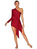 Langärmliges Kleid für Damen, one Schulterumfang, entworfen mit drapierten Gürteln, O-Ring-Details, stilvoll und einzigartig