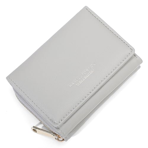 HAIWILL Geldbeutel Damen Klein PU Leder, Portmonee mit Münzfach und 7 Kartenfächern, Gross Kapazität Kleines Portemonnaie Viele Fächer (Grau) HAIWILL Geldbeutel Damen Klein PU Leder, Portmonee mit Münzfach und 7 Kartenfächern, Gross Kapazität Kleines Portemonnaie Viele Fächer (Grau)