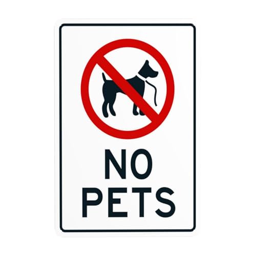 Pets Forbidden Access Warning Sign, Business Home Indoor Outdoor Public Area Prohibition Metal Sign, 12x8 Inch
