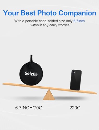 Selens 2 in 1 Foldable 17inch/45cm Light Reflector,Collapsible Disc Photography Reflector Silver,White for Portable Portrait Photography and Outdoor Lighting