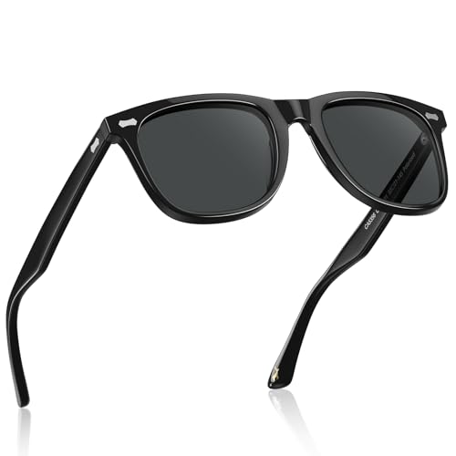 Image of CARFIA Thick Polarized Sunglasses for Men UV400 Protection, Retro Square Hand-crafted Acetate Driving Shades CA5356