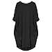 aromm Damen T Shirts Rundhalsausschnitt Kleid Lose Einfach Lässig Übergröße Midi Longshirt mit Taschen Schwarz,3XL