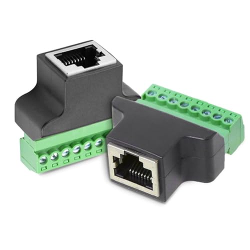 MeevrgR Adaptador de bloque de terminales RJ45 hembra a tornillo de 8 pines, para conector Ethernet con blindaje de metal, compatible con cables UTP Cat5, Cat5e, Cat6, Cat7, color verde