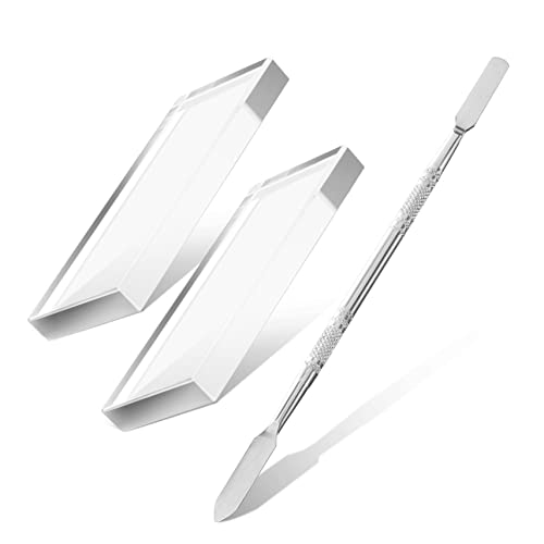 TOVINANNA Set of 2 Glass Makeup Palettes 1 Double-ended Cuticle Pusher for Nail Art