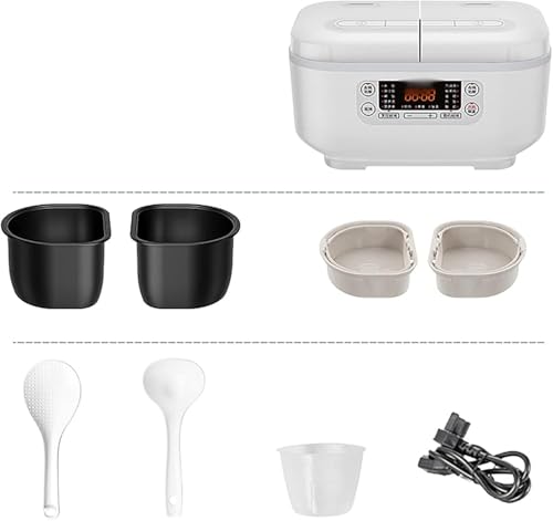 1.5L Pennello di Riso con Doppio Vaso Interno, temporizzatore 12H e Tenere Caldo, Rivestimento Non-Stick, Touch Control, Multi-Function per Uso familiare
