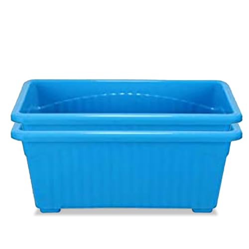 Image of NAYRA Plastic Window Planter - 14 Inch, Blue | Rectangular Planter for Home & Balcony Garden | Flower Pot for Home Plants and Gardens | Suitable for Home Gardening (Set of 2)