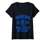 Womens Netflix Stranger Things Hawkins Middle School AV Club 1983 V-Neck T-Shirt