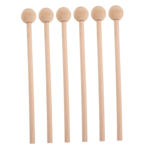 HEALSOPTHY 6個用木製シロフォンマレット 丸ヘッドパーカッションビータース オルフ楽器対応 幼児音楽教育用品 音楽授業ツール 設計プレイ用ス