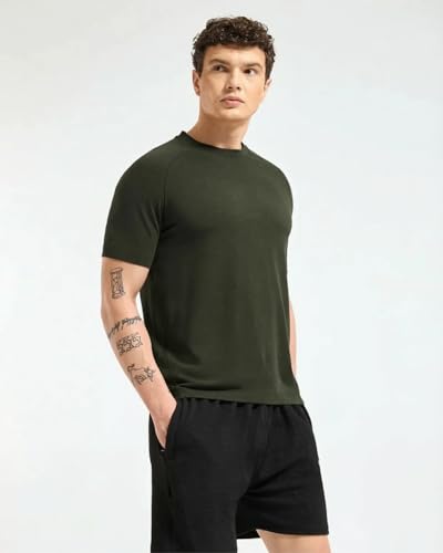 Image of Wellbi Bamboo Performance T-Shirt for Men | Raglan Sleeve Gym Training Sportswear | Quick Dry Moisture Wicking Anti-Bacterial | Ultra-Soft Breathable Eco-Friendly Activewear